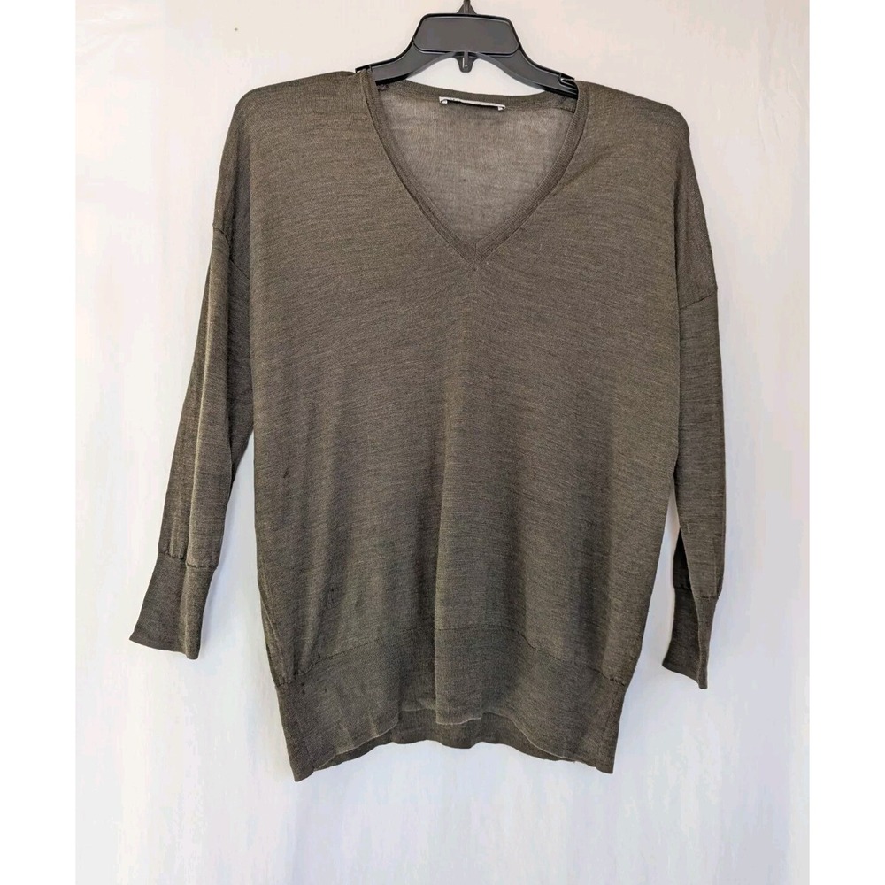 Zara Wool Sweater  XS 100% Fine Wool Lightweight Pullover Deep V-Neck Loose Fit